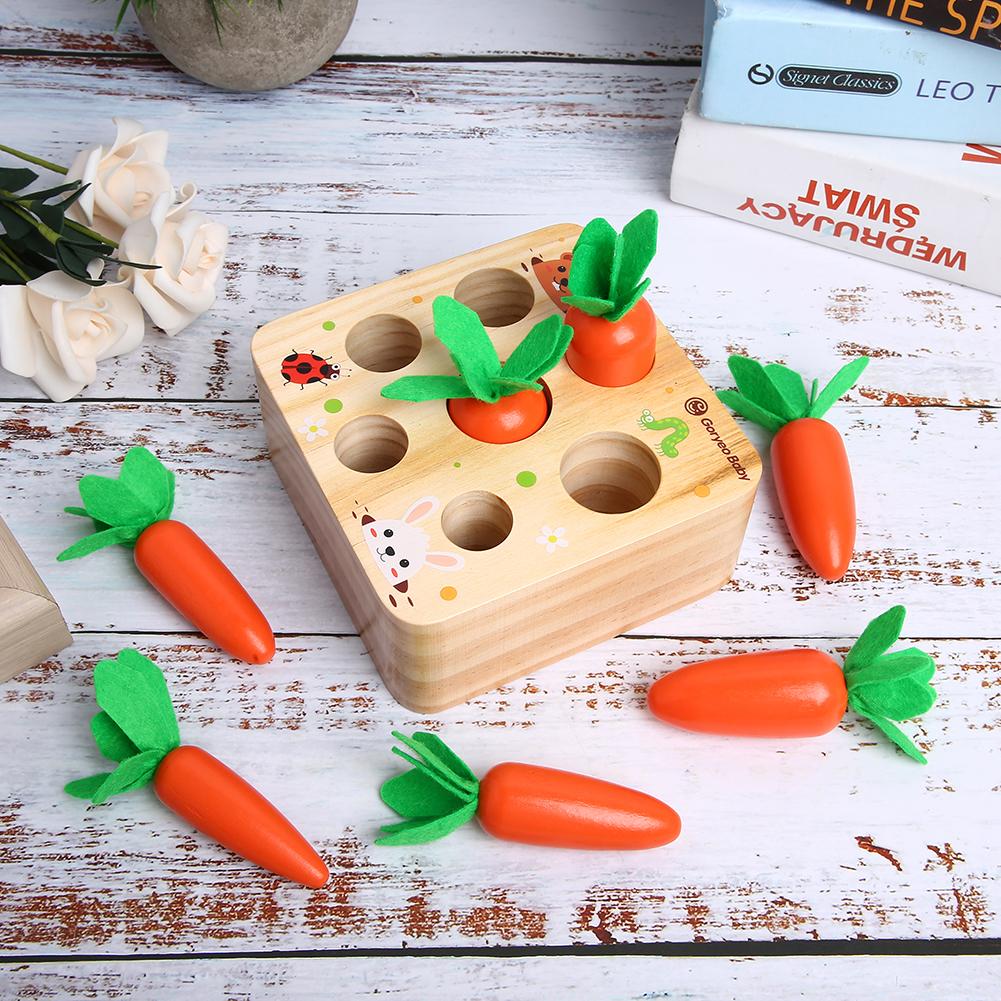 Wooden Pulling Radishes Toy Inserted Carrot Game Children Baby Education ToyPulling Radishes