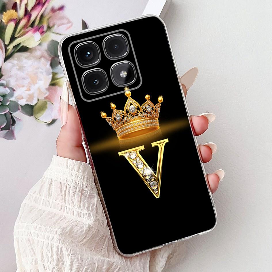 For Xiaomi 14T Pro 5G Case Luxury Crown Letters Soft Silicone Couple Phone Cover For Xiaomi 14T Mi14T 14TPro 2024 Protect Shells
