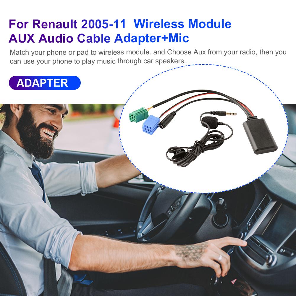 For Renault Update List Radio Audio Cable Adapter Car Bluetooth Adapter Cable with MIC Radio Stereo AUX Cable Adapter Radio Accessories 4