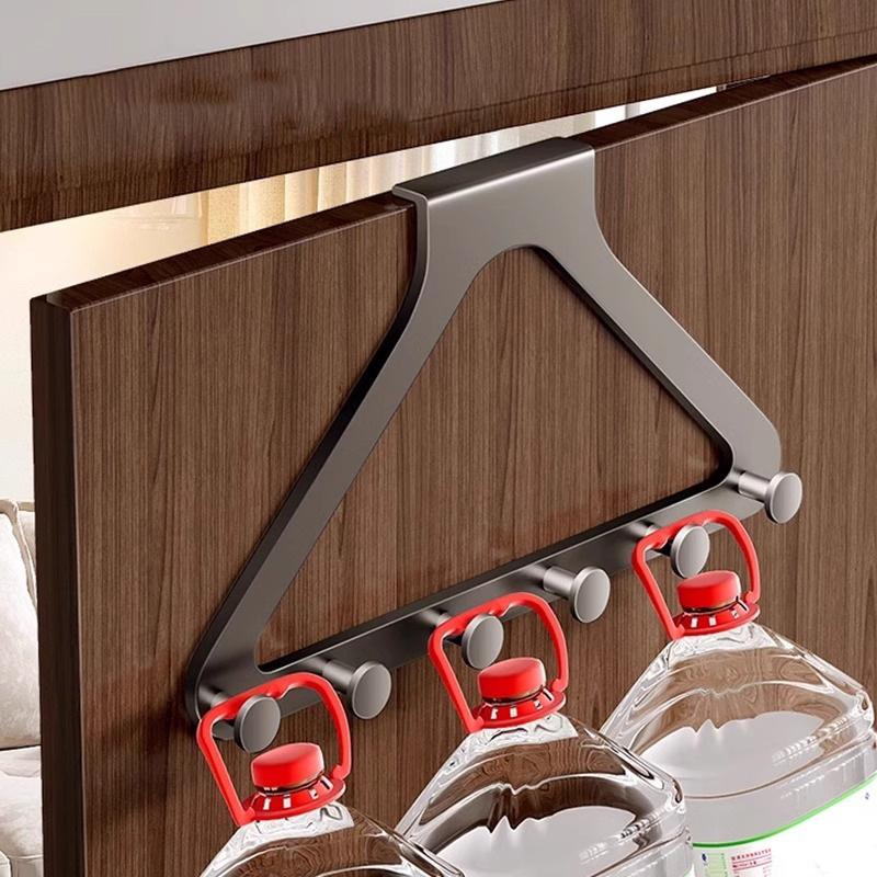 Triangle Over The Door Hooks,Carbon Steel Hanging Organizers Rack With 6 Hooks For Clothes Bags,Door Hanger For Bathroom Kitchen
