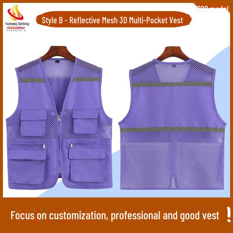 Custom Logo Emergency Management Safety Vest - Multi-Pocket Workwear for Photojournalists