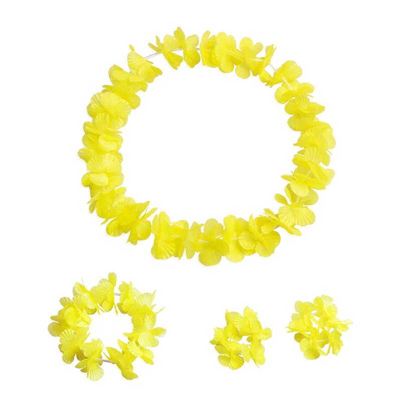 4 ks/Sada Havajské Umělé Květiny Náhrdelník Girlanda Čelenka Svatba Narozeniny Pláž Tropická Párty Dekorace