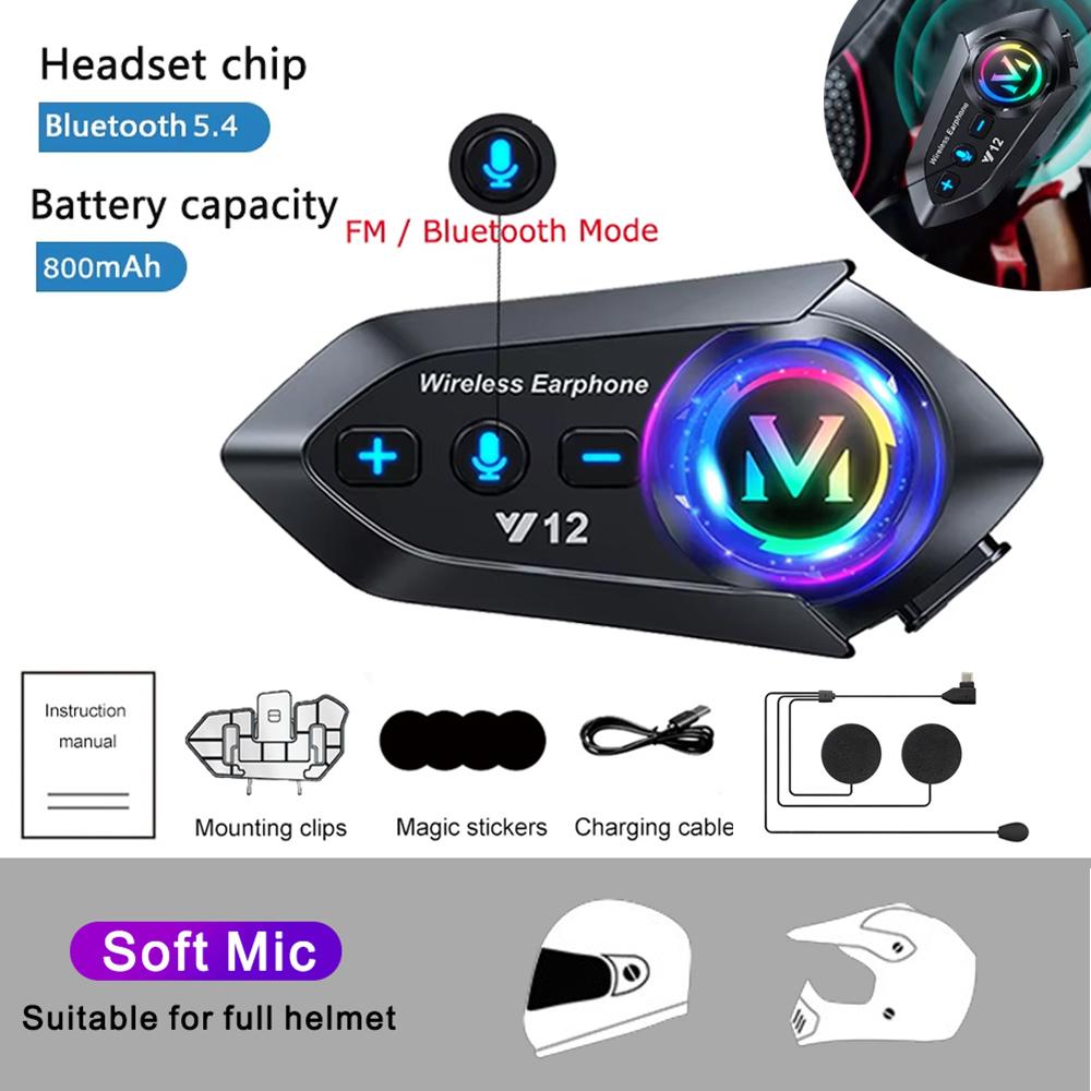 800mAh Motorcycle Helmet Bluetooth Headset Waterproof Voice Assistant Moto Earphone Motorbike Hands Free Wireless Headphone