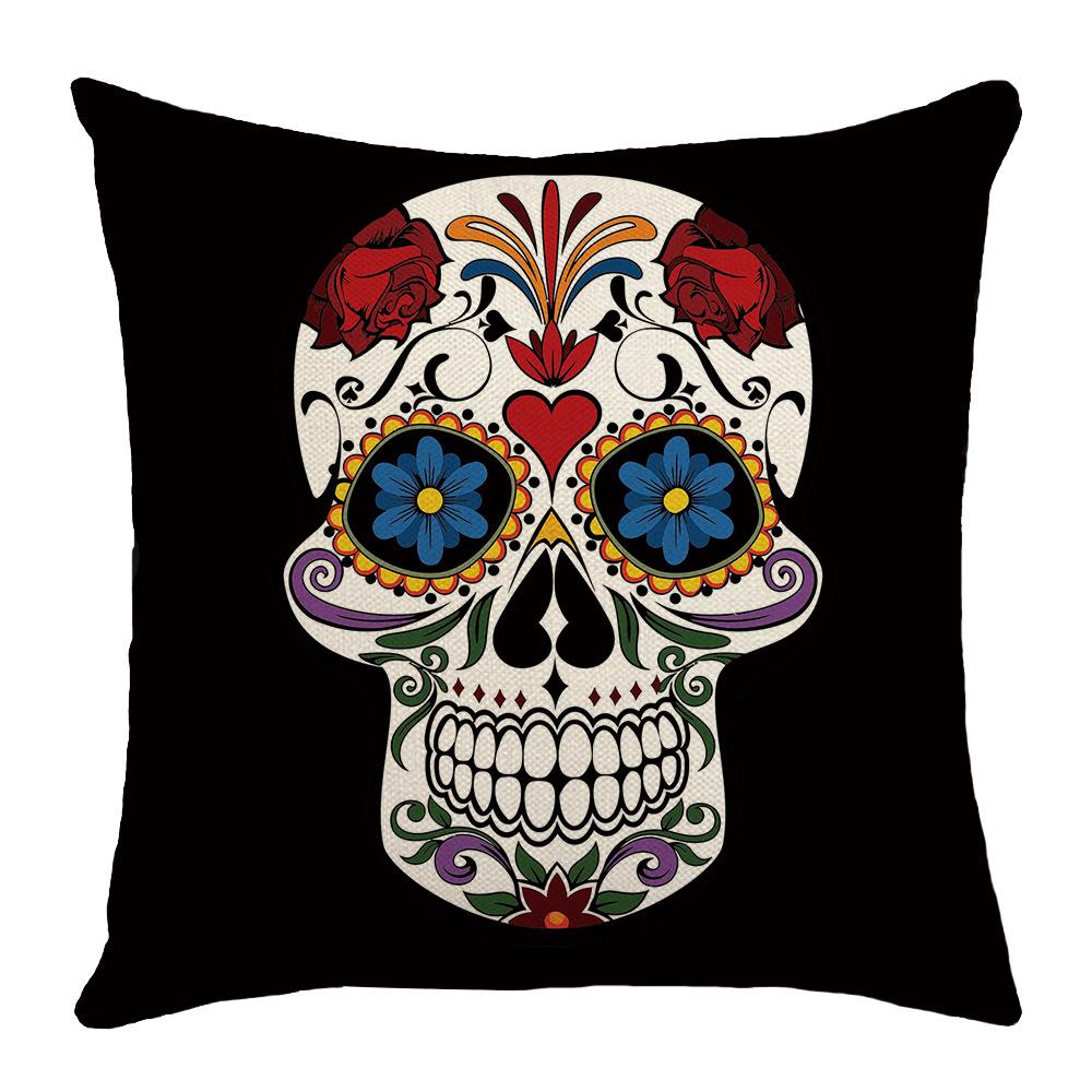 New Day of The Dead Skull Pillow Cover Skull Decoration Sofa Bedroom Pillow Cover Bedside Backrest