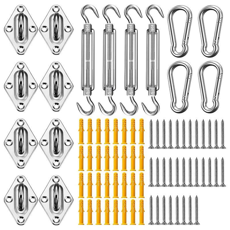 

M-Modern-Sun Shade Sail Hardware Kit 80Pcs For Rectangle Sun Shade Sails Canopy Installation Accessories M6 Turnbuckles