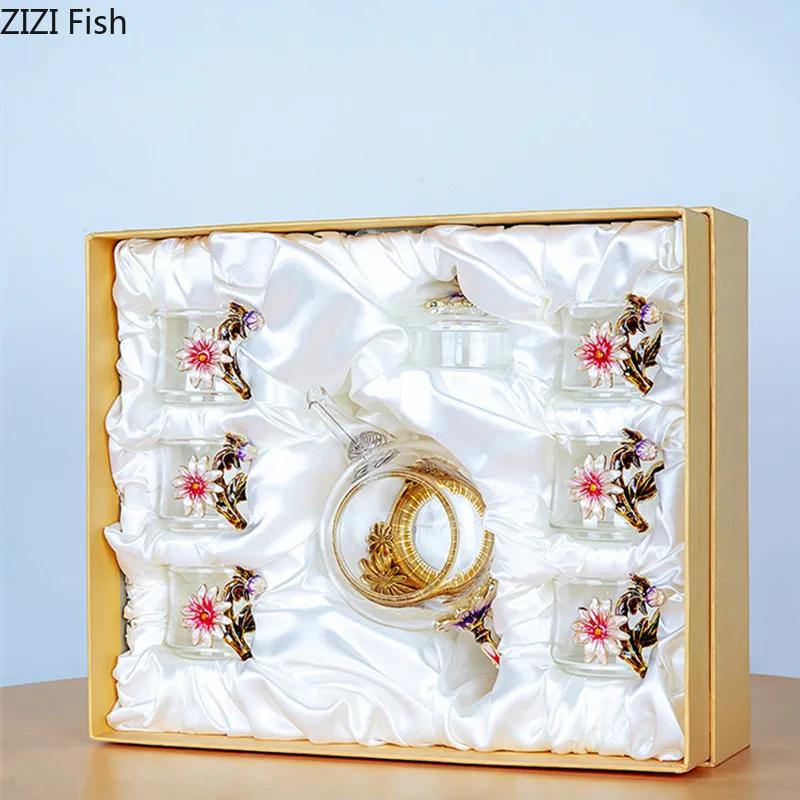 High Temperature Resistant Transparent Glass Tea Set Seven-piece Chinese Kung Fu Tea Set Gift Box Teapot Set Gift for Friends