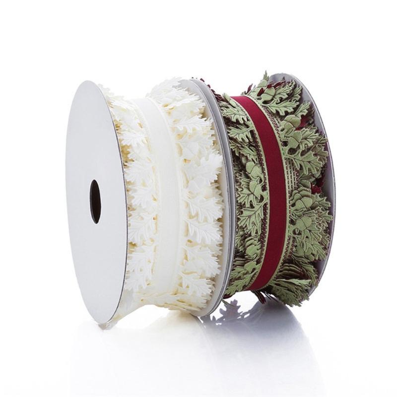 Leaf Ribbon Length 20M Christmas Decorative Ribbons for Bows Making Craft Embellishment Wedding Decoration Packaging