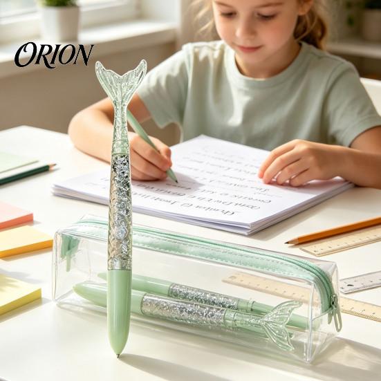 Macaron Color Office Supplies 4PCS Mermaid Fish Tail Gel Pens Set, Gradient Transparent Barrel And Glossy Aesthetic Fin Decor, Smooth Writing