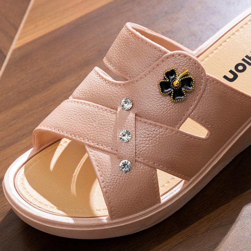 Sommer Damen Keilsandaletten Elegant Fischmaul Plateau Sandalen Zuhause Rutschfeste Pantoletten für Frauen mittleren Alters Zapatillas De Damas
