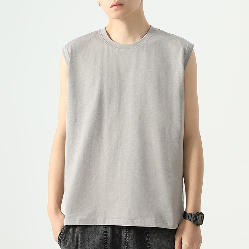 

Cotton Sleeveless Solid Color Basic T-shirt Men s New Summer Round Neck Loose Vest