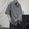 Solid Short Sleeve Turn-down Collar Capable Shirts Simplicity Handsome Loose Formal  Casual Summer Men's Clothing