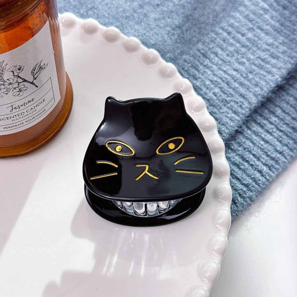Schattige haarclip in Japanse stijl met kattenmotief, gemaakt van acetaat, voor vrouwen, verkrijgbaar in zwart schildpadpatroon en diverse kleurrijke varianten.