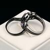 Gothic Cocktail Black Gold Color Rings Set for Women Rainbow Zircon Knuckle Midi Finger Ring for Men Goth Fashion Jewelry DD046