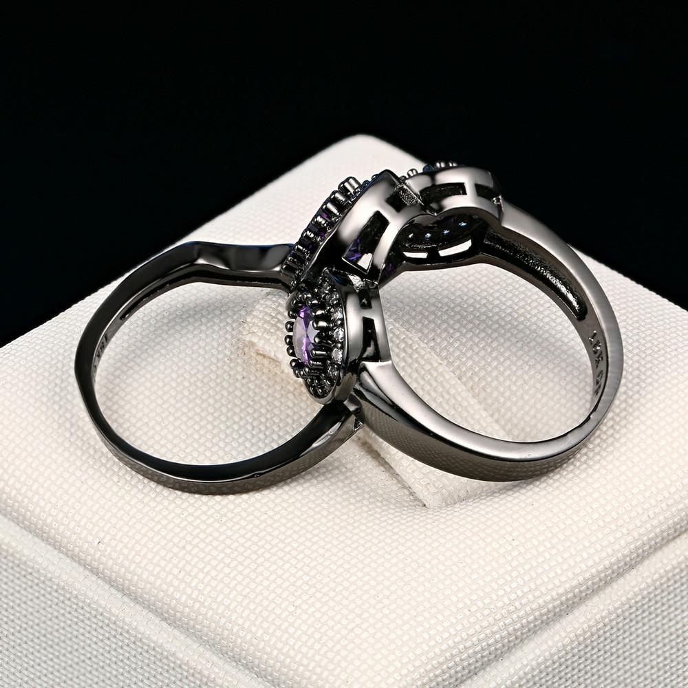 Gothic Cocktail Black Gold Color Rings Set for Women Rainbow Zircon Knuckle Midi Finger Ring for Men Goth Fashion Jewelry DD046