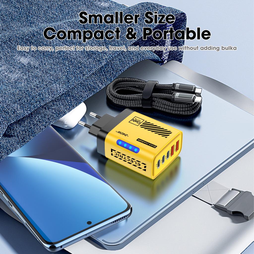 111W GaN USB Charger 1 in 1 Fast Charging Type C Quick Charge 1.1 QC 1.1 LED Wall Adapter For iPhone 17 16 Samsung Xiaomi Huawei