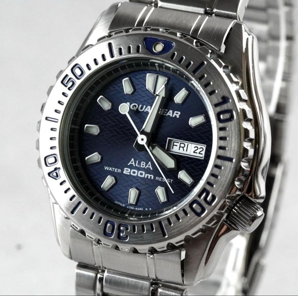 [USED] ALBA Seiko Aqua Gear Day Date Diver's Quartz Watch