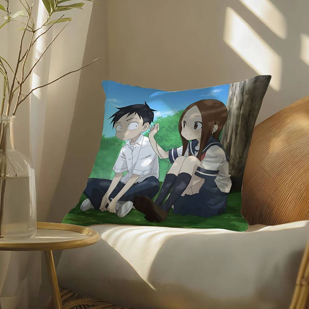 Anime Cartoon Takagi-san x Nishikata-N Pillow Case Silky elegant Comfort Sofa Bed Invisible zipper Beach pillowcase