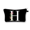 Wild Flower Alphabet Letter A-Z Makeup Bag Canvas Pouch Cosmetic Case Teacher Gift Purse
