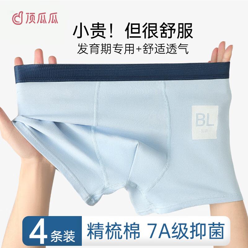 Teen Boys' Pure Cotton Antibacterial Boxer Briefs 4-Pack