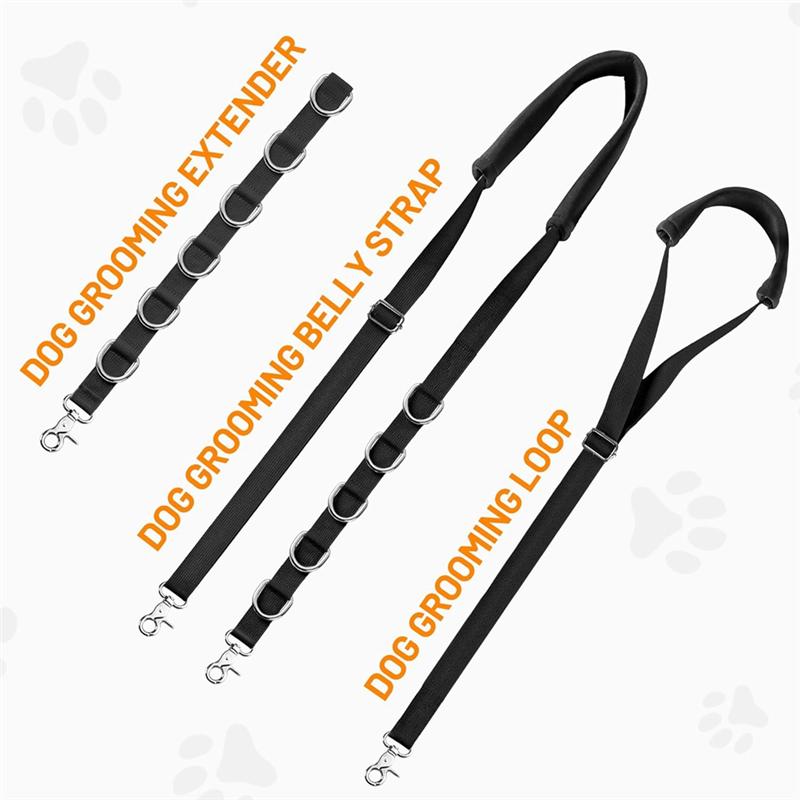 Dog Grooming Loops With Belly Strap For Table Arm Extender, Clamp Loop Bathing Restraint Leash