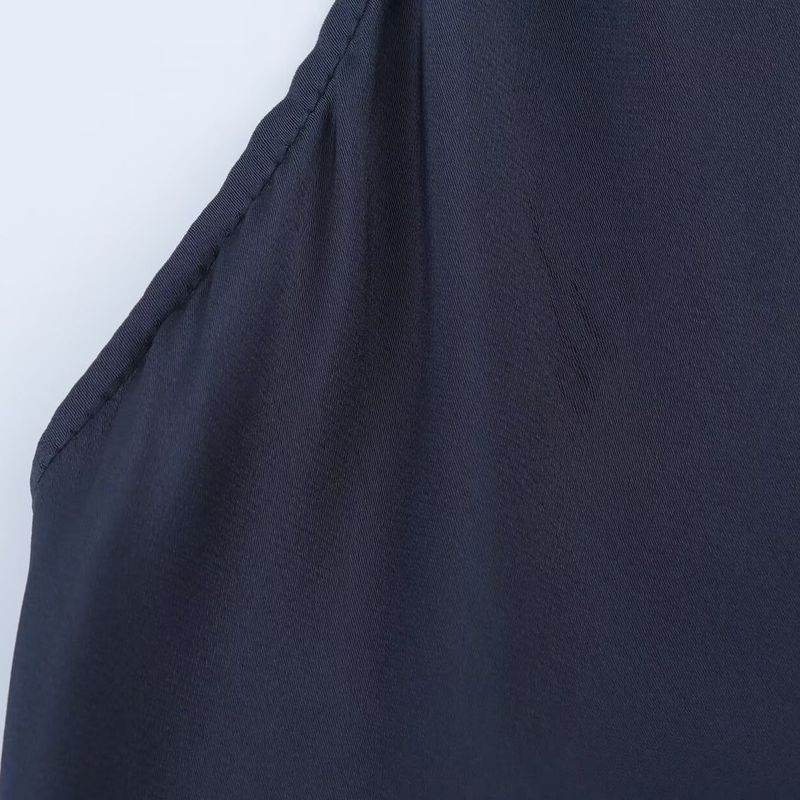 Kaslead New Women clothes Western Style Two-Color Silk Satin Texture Neck Collar Top 2754100