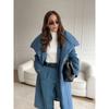 Women Long Wrap Puffer Coat Wide Collar Belted Waist Winter Warm Outerwear