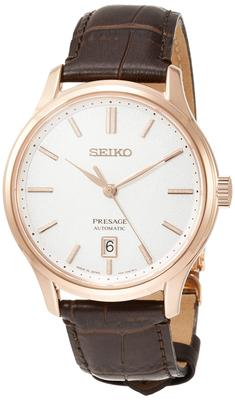 Presage Mechaniczny Biała Tarcza Podwójna Krzywa Szkło Szafirowe Tył SARY142 Brązowy [Zegarek Seiko] Przezroczysty Męski