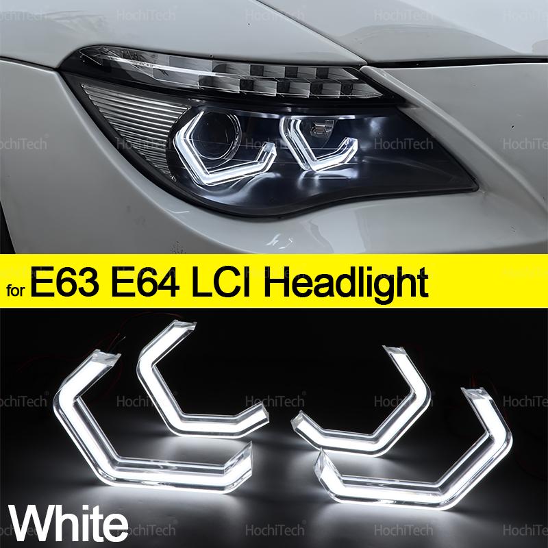 For BMW 6 SERIES E63 E64 630Ci 630i 645Ci 650i M6 2003-2010 M4 Style Lemon Yellow Color DRL LED Angel Eyes White Daytime Light