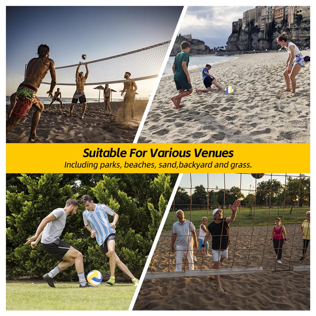 Portable Beach Volleyball Net with Stand and Volleyball for Backyard Outdoor Beach Volleyball  and Net Set