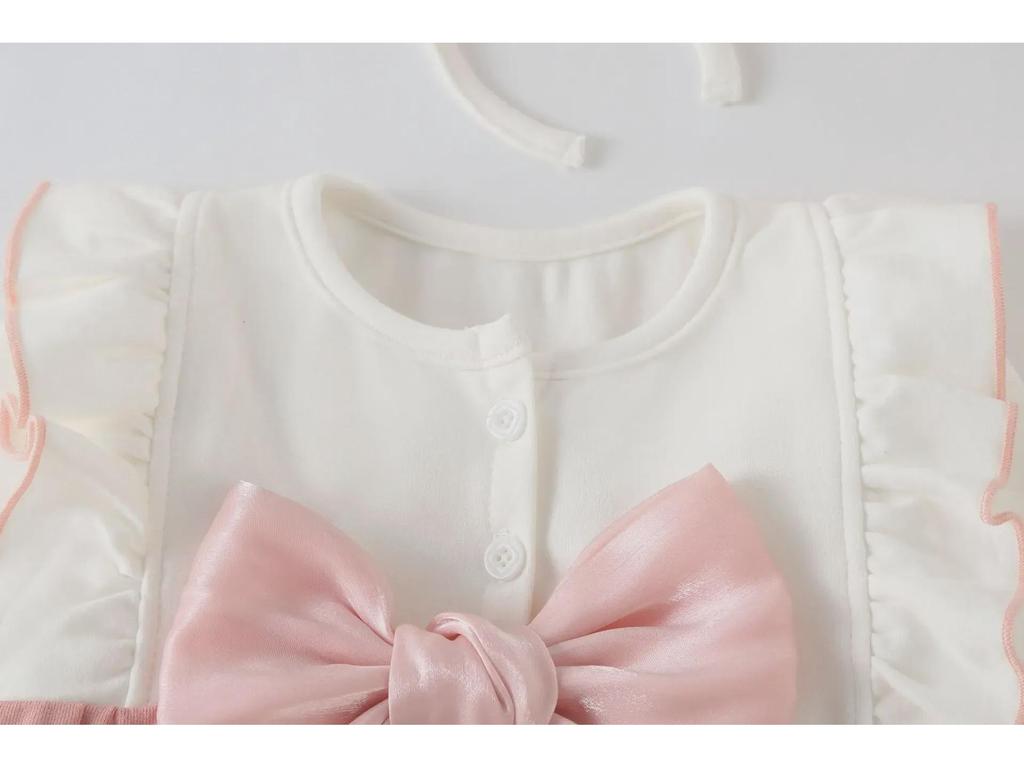 Autumn Newborn Baby Girl One-Piece Romper – Princess Design for 100-Day Celebration, Spring & Fall Wear