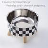 Elevated Dog Bowl Stand With Feeders Dishes For Most Dog Size Checkered Print Food Dish Stainless Steel