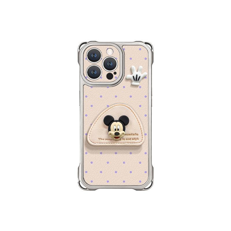 Polka Dot Mickey Doll Is Suitable for Apple 17promax Mobile Phone Case Iphone15 Four-corner Lanyard 16 Bracket 14 Women