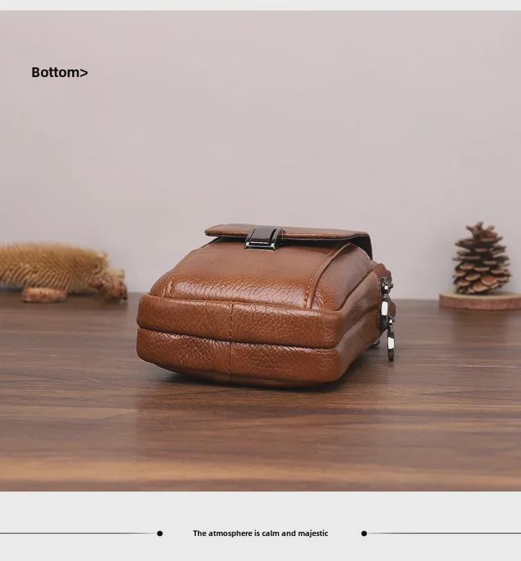 Xiaoduoli Men's Leather Mobile Phone Waist Bag for 5.5"/6.5" Phones with Belt, Cowhide ID Holder 