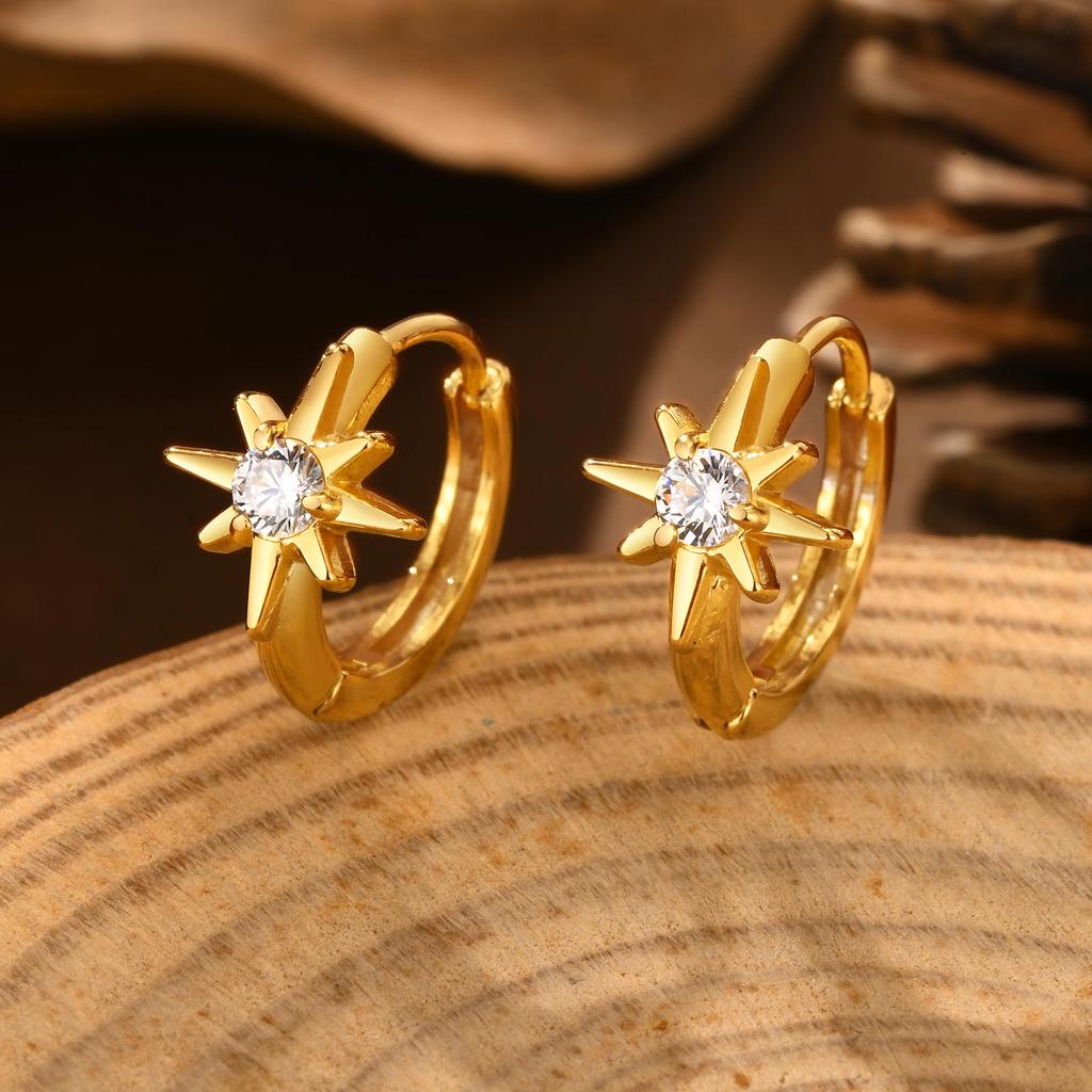 Light Luxury White Zircon Heart-Shaped Earrings for Women,  Stainless Steel Gold Color Classic Hoop Earrings, Fashion Jewelry
