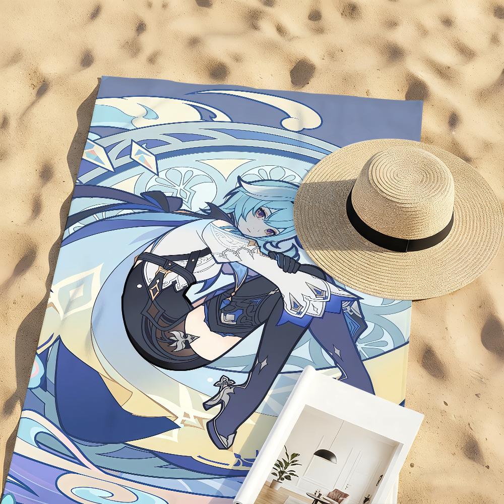 Genshin Impact Eula Towel Sports Quick Dry Travel Camping Gear Sandproof Soft Light Large Beach Towel