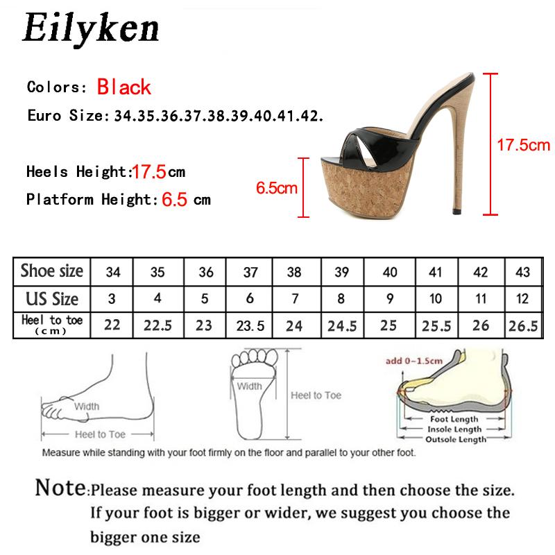 Eilyken Summer Extreme Platform High Heels Slippers Women's Chunky Ladies Brief Slingback Peep-toe Mules Slides Shoes Size 42