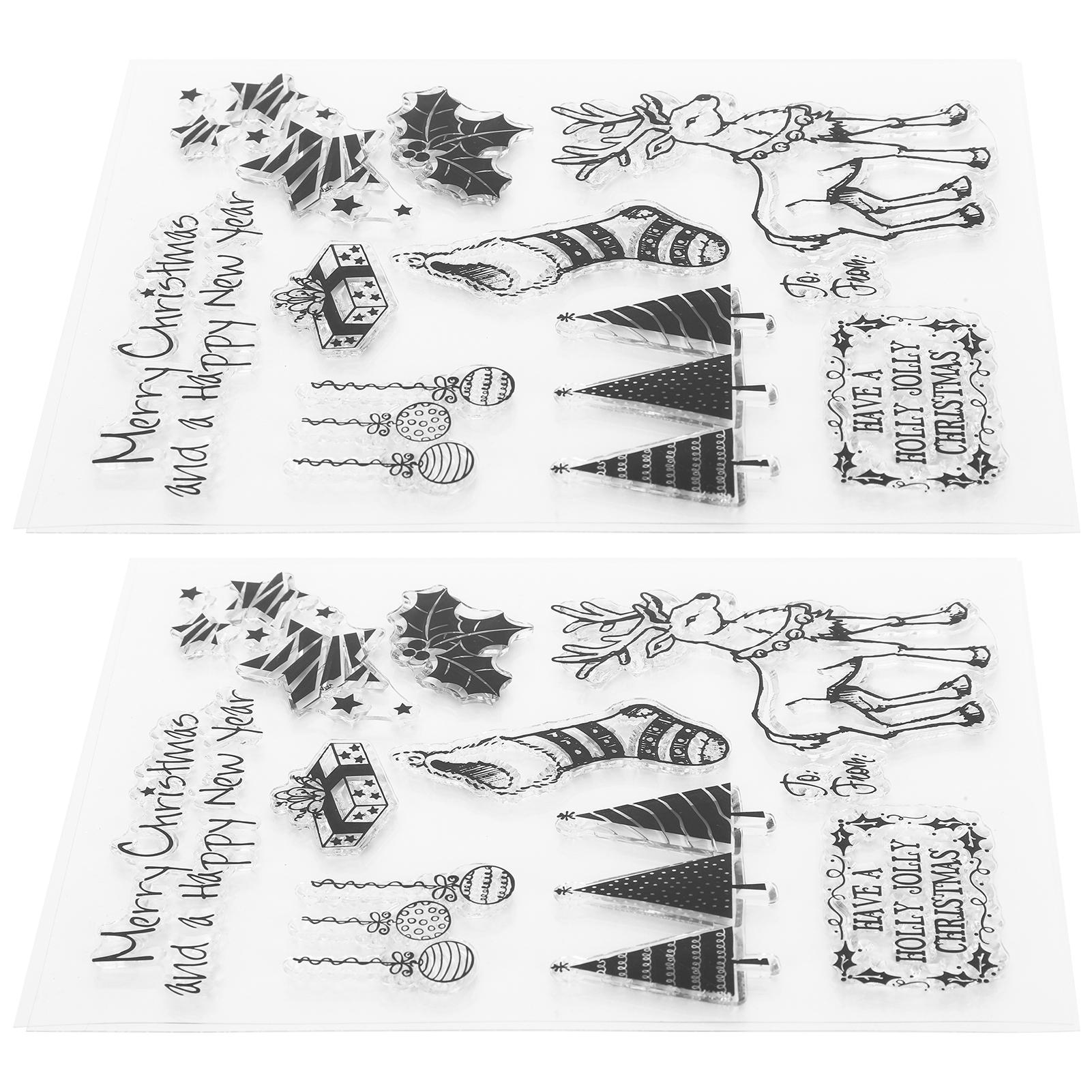 

2 Set Transparent Stamp Rubber TPR Rectangle DIY Journal Christmas Pattern Craft Art