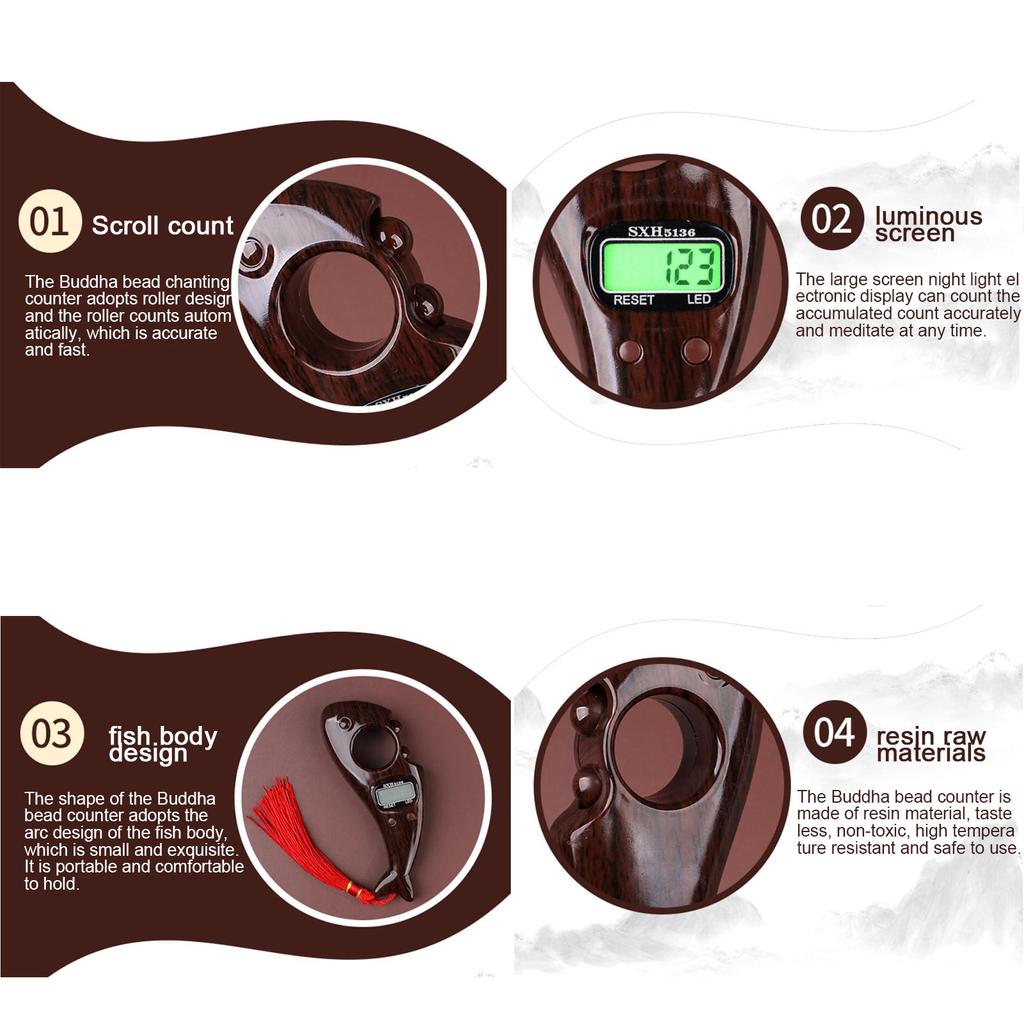 Mătănii de rugăciune rotative cu contor digital LED, portabil, degetar Tasbeeh Misbaha, contor mătănii de rugăciune, contor, jucărie joc de degete