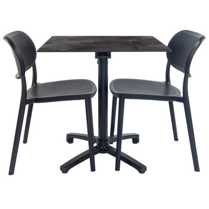 Table de jardin - MARQUE - Modèle - Pliable - Aluminium - 70x70 cm - Noir