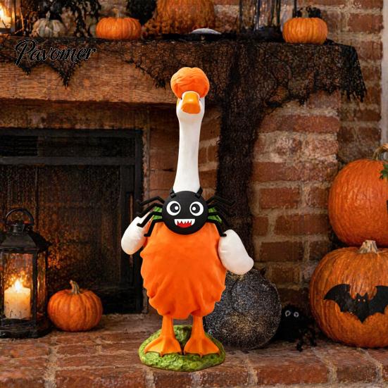Spooky Lawn Statue Apparel Halloween Porch Goose Bib, Felt Decorative Bandana Ghost Spider Bat Soft Bib Skull Outdoor Yard Accessory for Garden