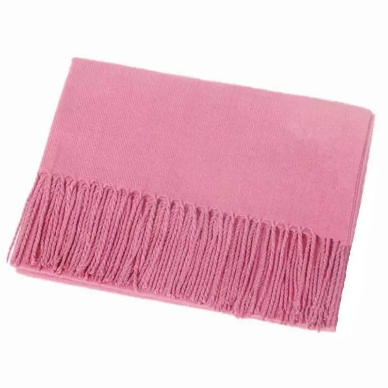 Warm Solid Color Cashmere Wool Scarf Winter Tassel Unisex Shawl Solid Color Scarf for Women