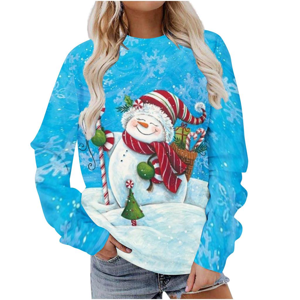 Autumn Christmas 3D Printed Women's Pullover Casual Loose Long Sleeved Top Fashion Hoodie Plus Size Women's Sweatshirt