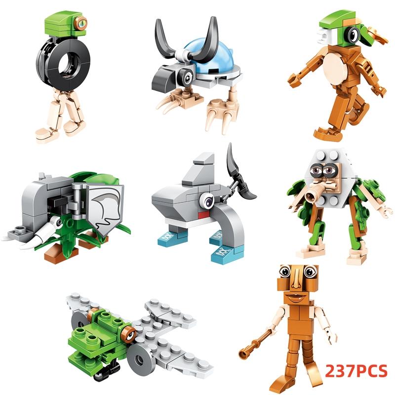 Cervello Marcio Italiano Tung Tung Tung Sahur Animali Set di Blocchi da Costruzione Tralalelo Tralala SharkBlock Mattoncini Giocattolo Regalo Presente per Bambini Bambini Bambini