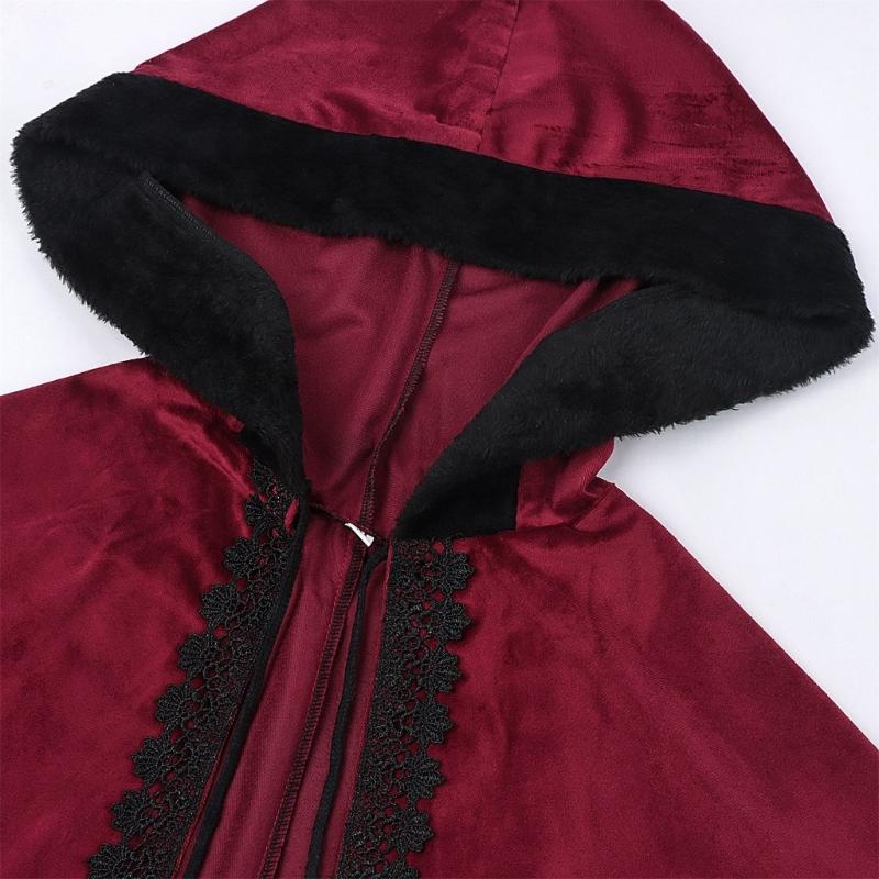 Kid Adult Medieval Cape Renaissances Costume Velvet Cape Wrap Short Thin Cloak for LARP Halloween Cosplay Party
