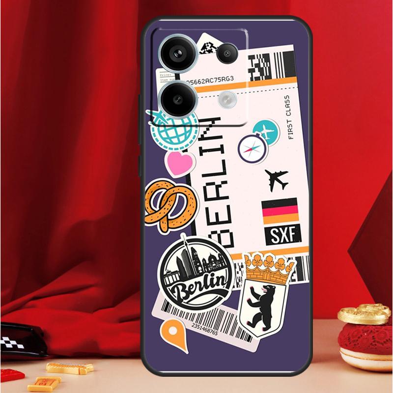 Travel Boarding Pass Tokyo Case For Xiaomi Redmi Note 14 13 12 11 10 15 Pro Plus Redmi 15 13 15C 13C 10C 12C 14C Funda
