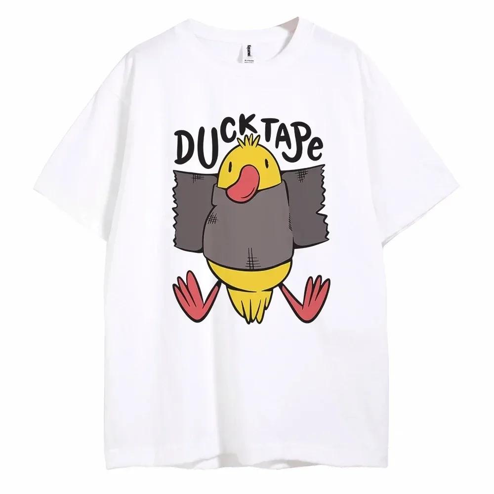 Duck Tape Druck Mann T-Shirt Kragen Kurzarm 100% Baumwolle Herrenbekleidung für Sommer Lässiges T-Shirt Modetrend T-Shirt