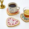 Yousheng 1 Set DIY Mosaic Tile Coaster Set Mixed Color Mosaic Kit with Wooden Coaster Kids Adults Handmade Mosaic Crafts Coaster with Accessories
