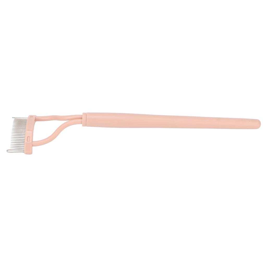 Eyelash Comb Arc Stainless Steel Teeth Eyelash Separator Mascara Applicator Tool with Comb Cover Pink Straight Handle