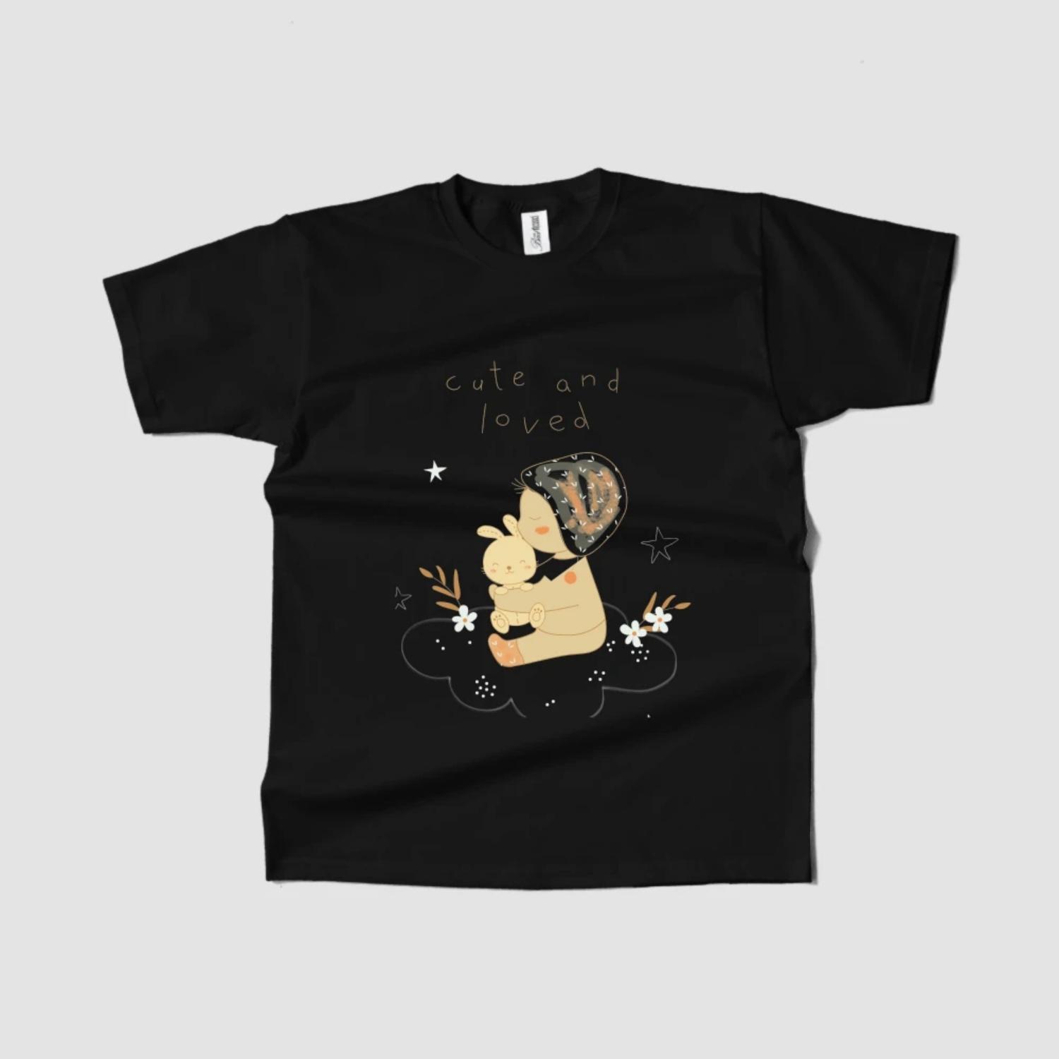 

Women s T-Shirt Cute and Loved Graphic Tee Short Sleeve Round Neck Trendy Summer 2023 Fast Shipping S чёрный