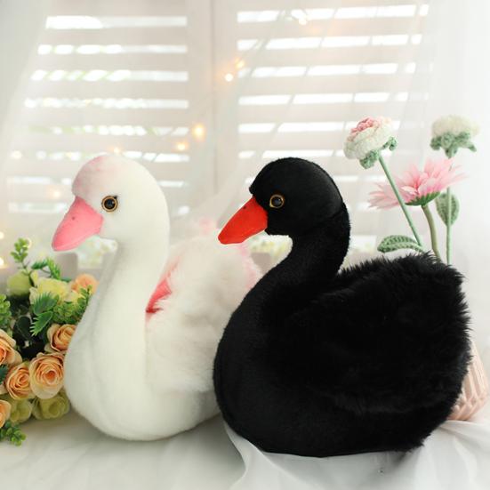 25cm Cute Black/White Swan Companion PP Cotton Plush Animal Doll Stuffed Toy Children Gift